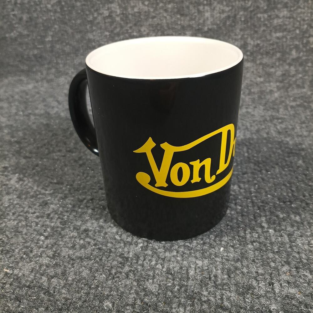 Von Dutch Coffee Mug Black Yellow Logo Y2K Streetwear Brand Collectible Cup